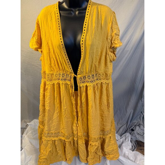 Torrid Plus Size 2 2X Long Gold Lace Duster Cardigan Womens Plus Size Fall Vibes - Picture 1 of 3